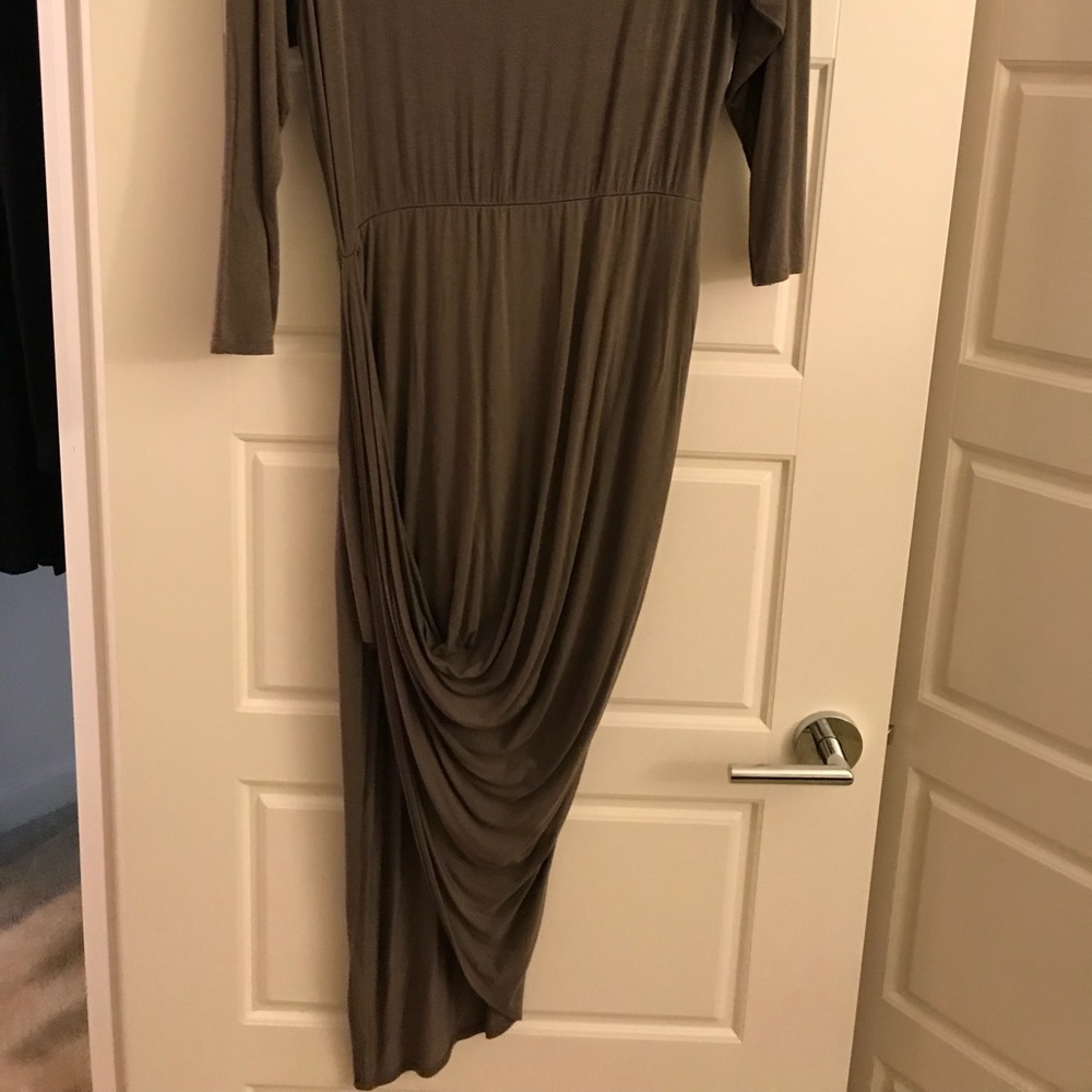 Olive Green Ruched Dress - Picture 4 of 4